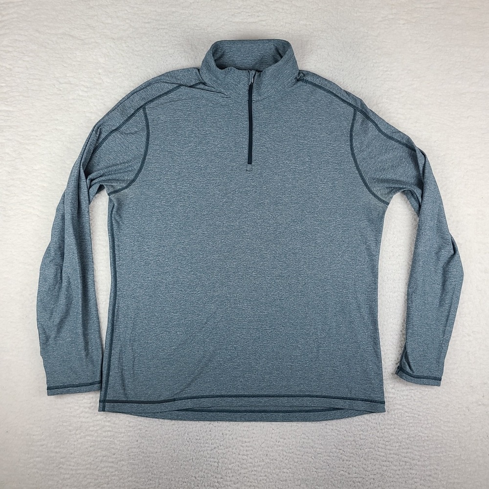 Lululemon Sweater Mens 2XL XXL Teal Blue Heathered Quarter Zip Sweatshirt